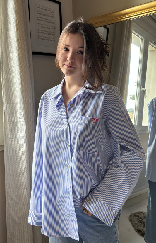 Chemise brodée « summer of love » bleu