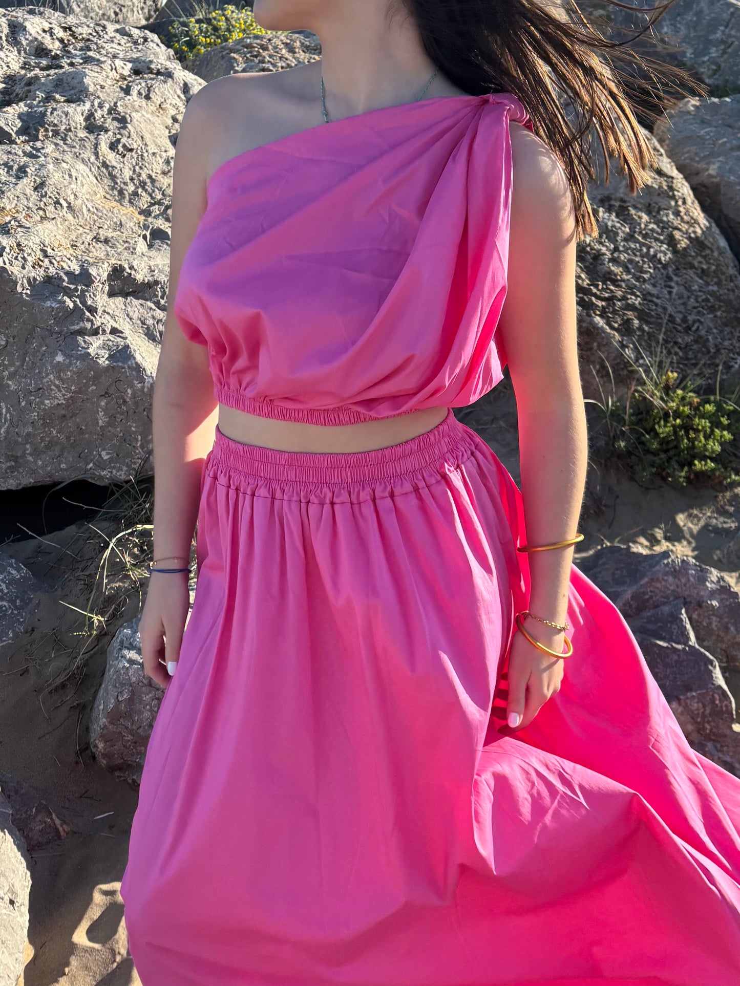 Ensemble asymétrique - fuschia