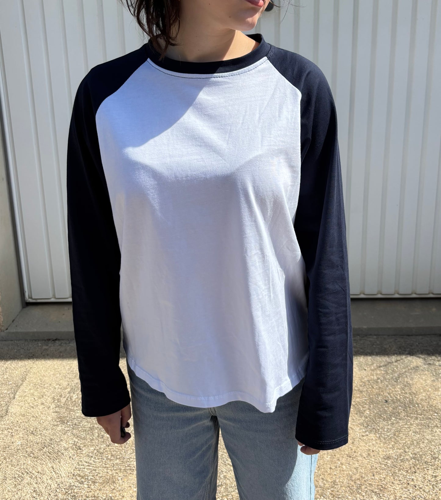 T-shirt manches raglan en coton - Bleu marine