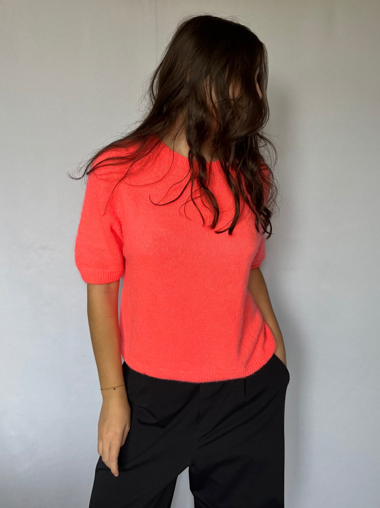 Pull à manches courtes - corail