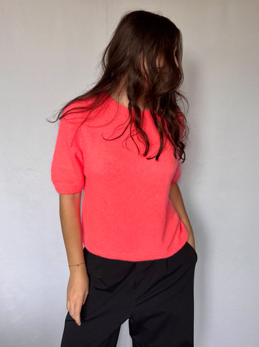 Pull à manches courtes - corail