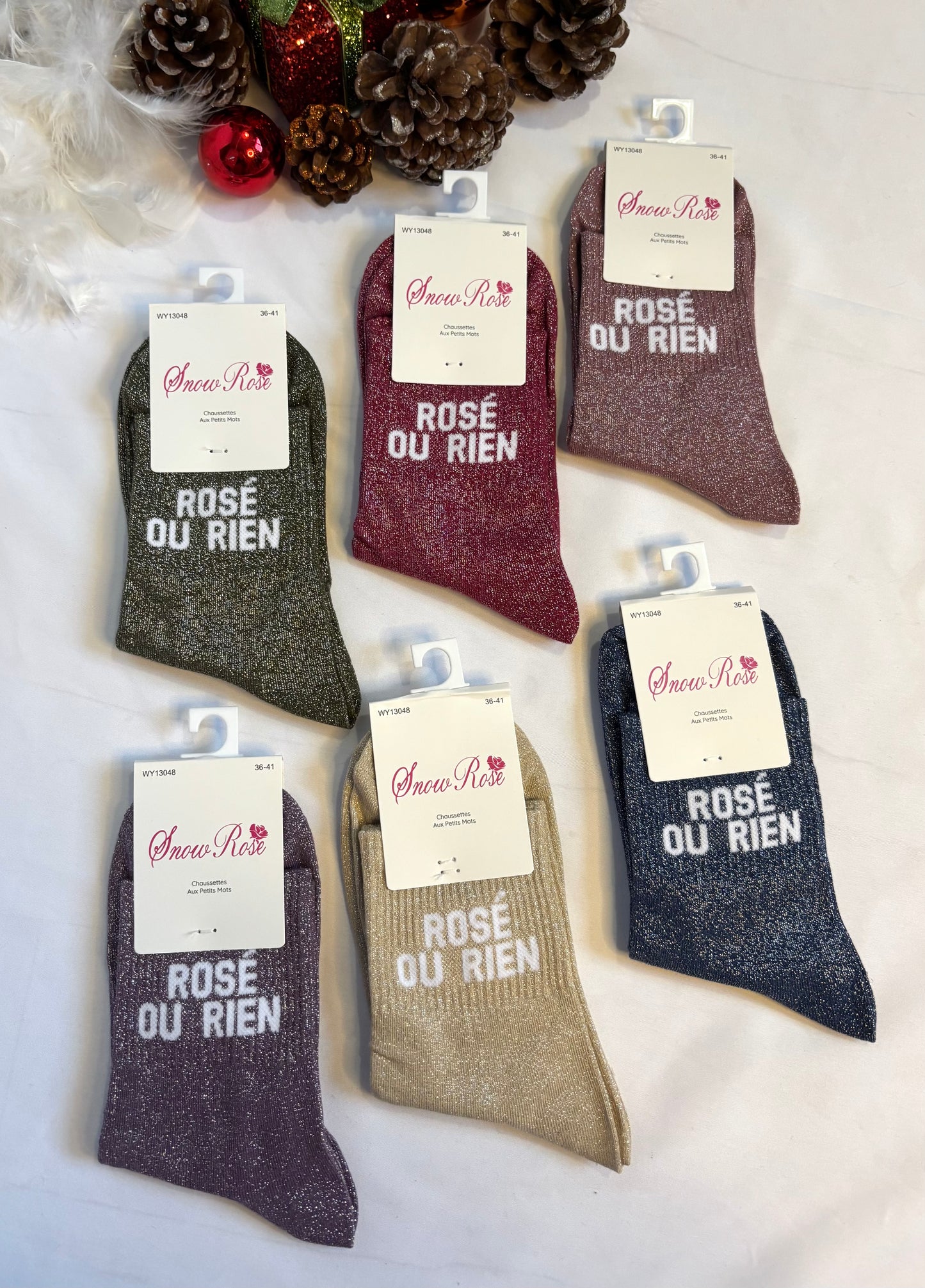 Chaussettes à paillettes - Rosé ou rien