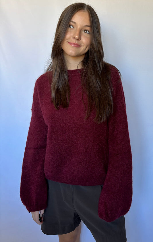Pull en alpaga et laine mélangé - bordeaux