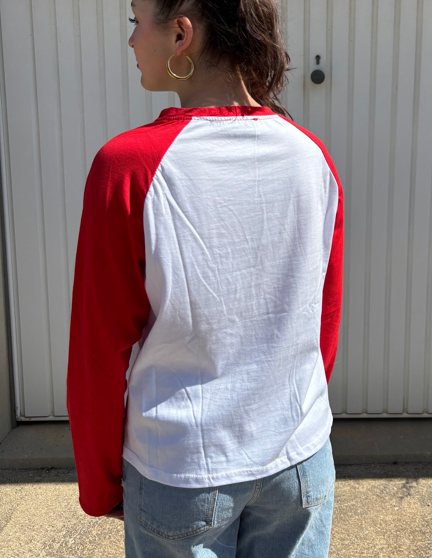 T-shirt manches raglan en coton - Rouge