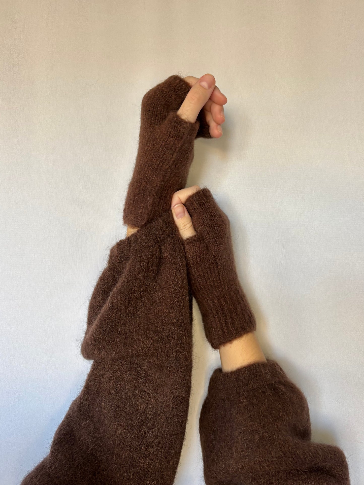 Mitaines en alpaga mélangé - marrons