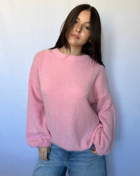 Pull en alpaga et laine mélangé - rose