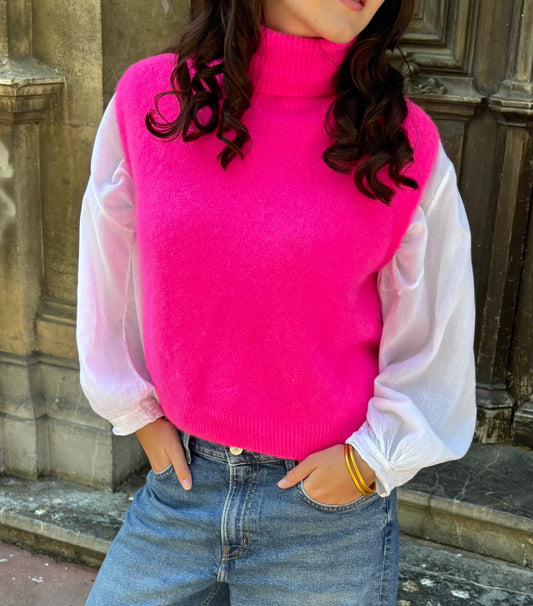 Pull à col roulé - fuschia