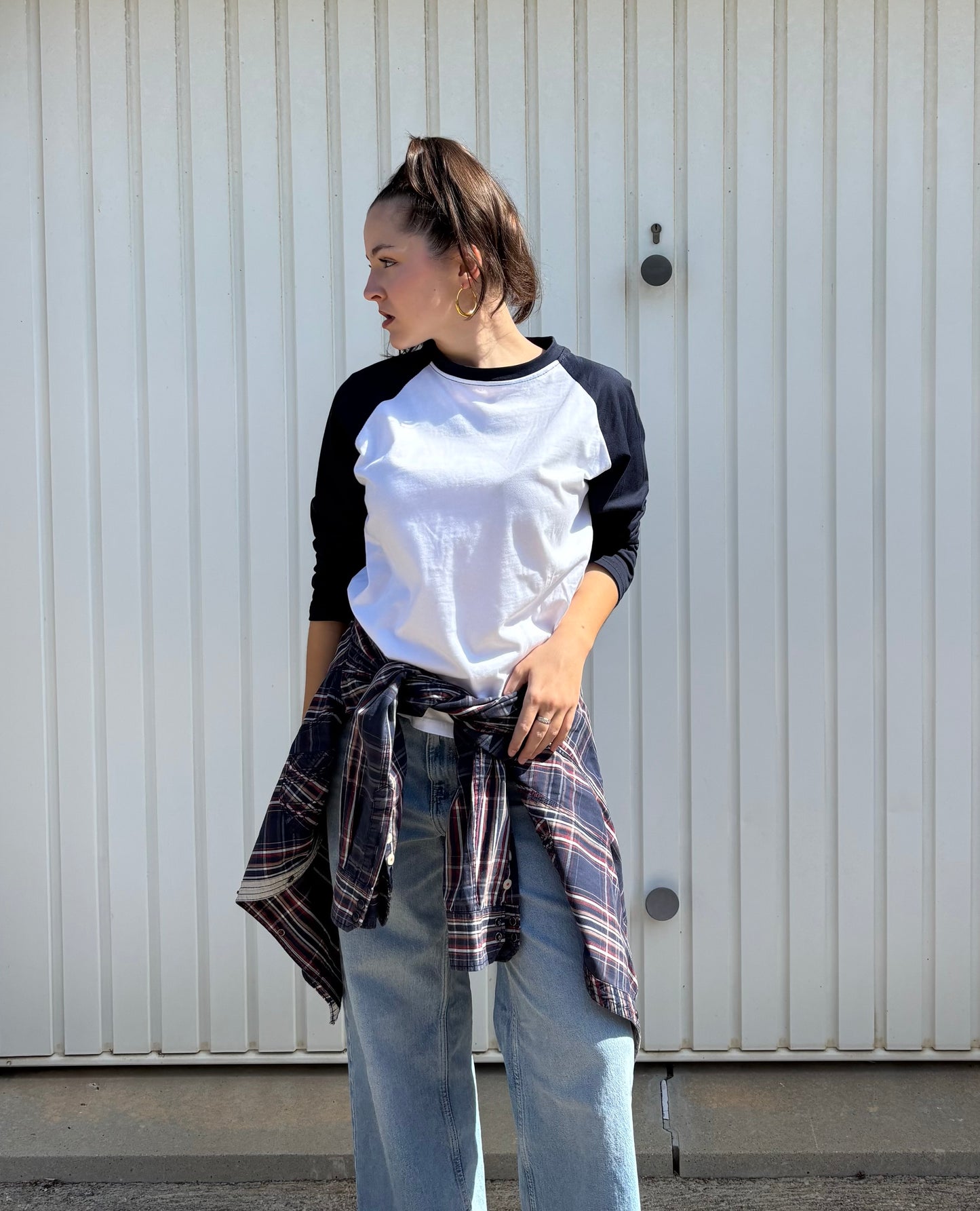 T-shirt manches raglan en coton - Bleu marine