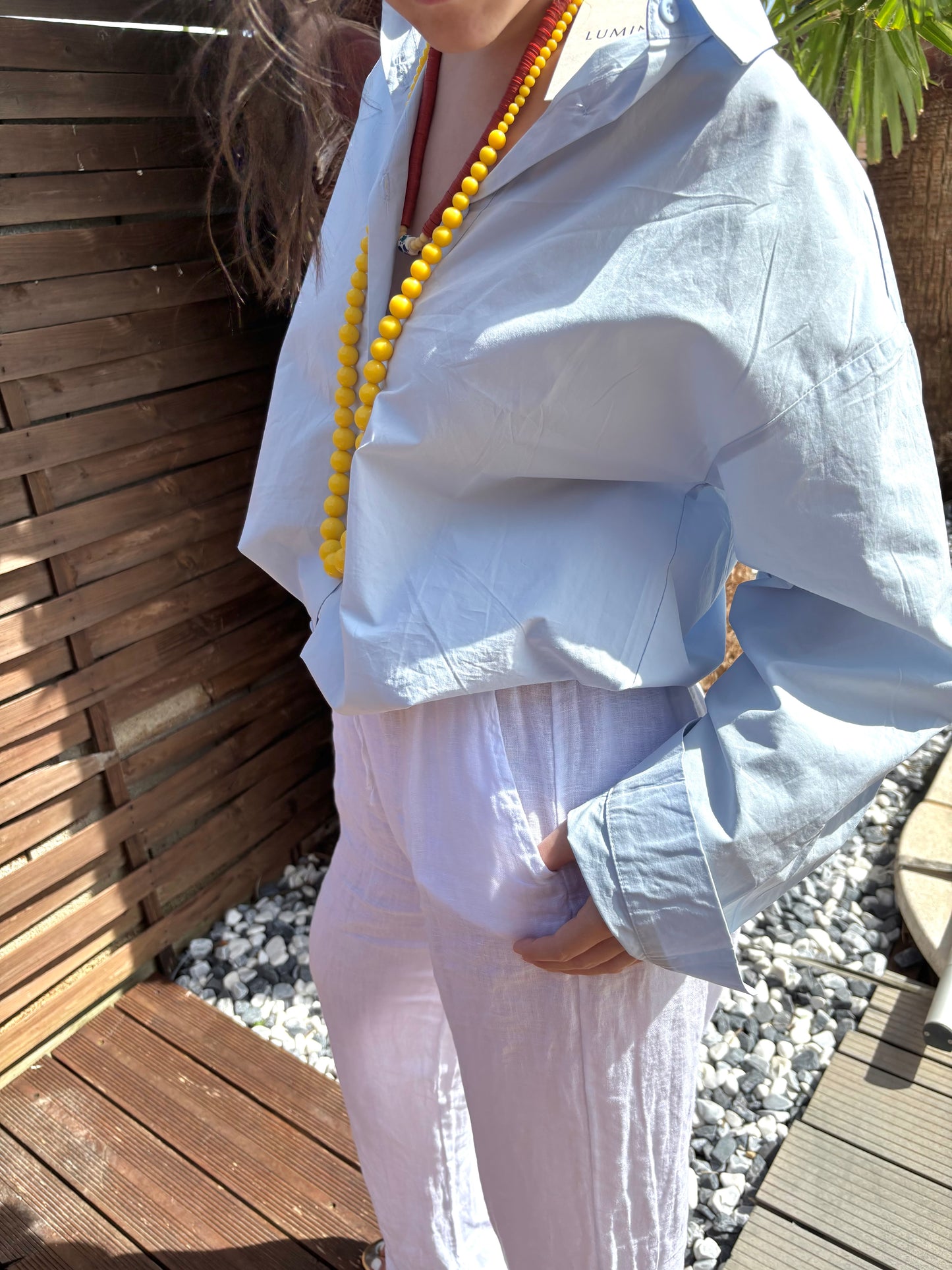 Pantalon droit en lin - blanc