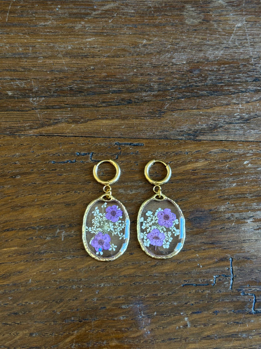Créoles fleurs - violet