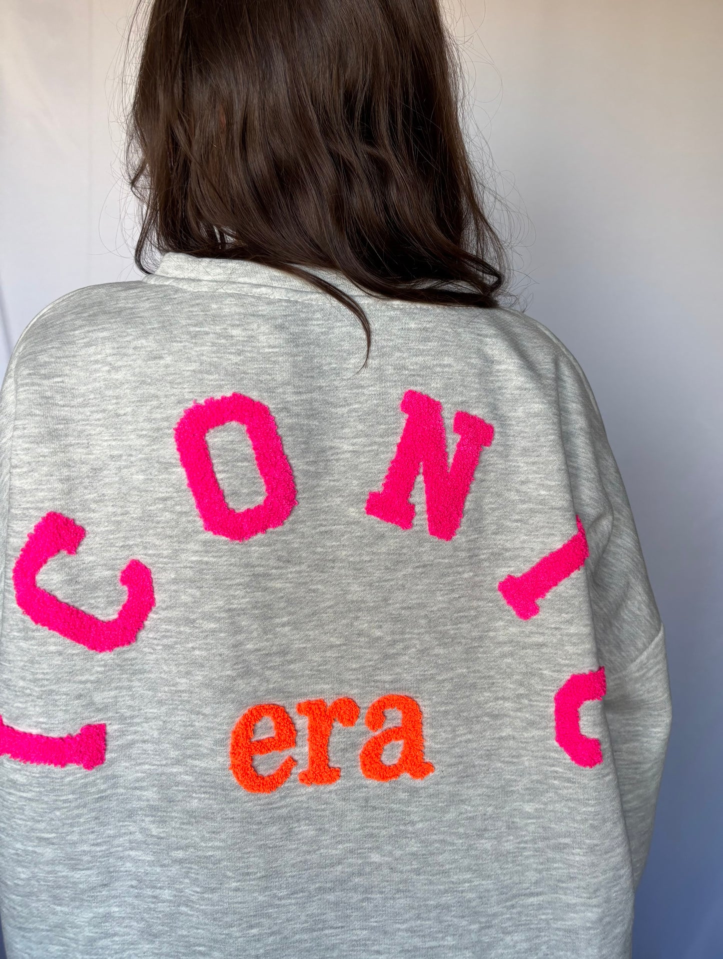 Sweat molletonné « Iconic Era » en coton - gris et rose