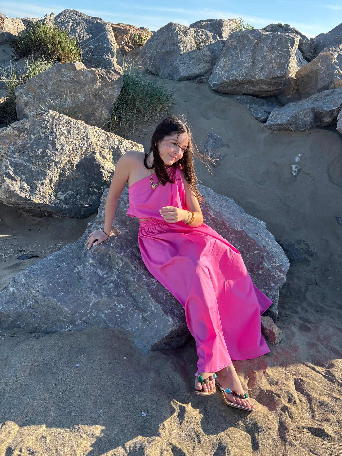 Ensemble asymétrique - fuschia