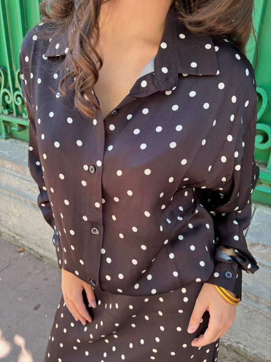 Blouse à pois - noire