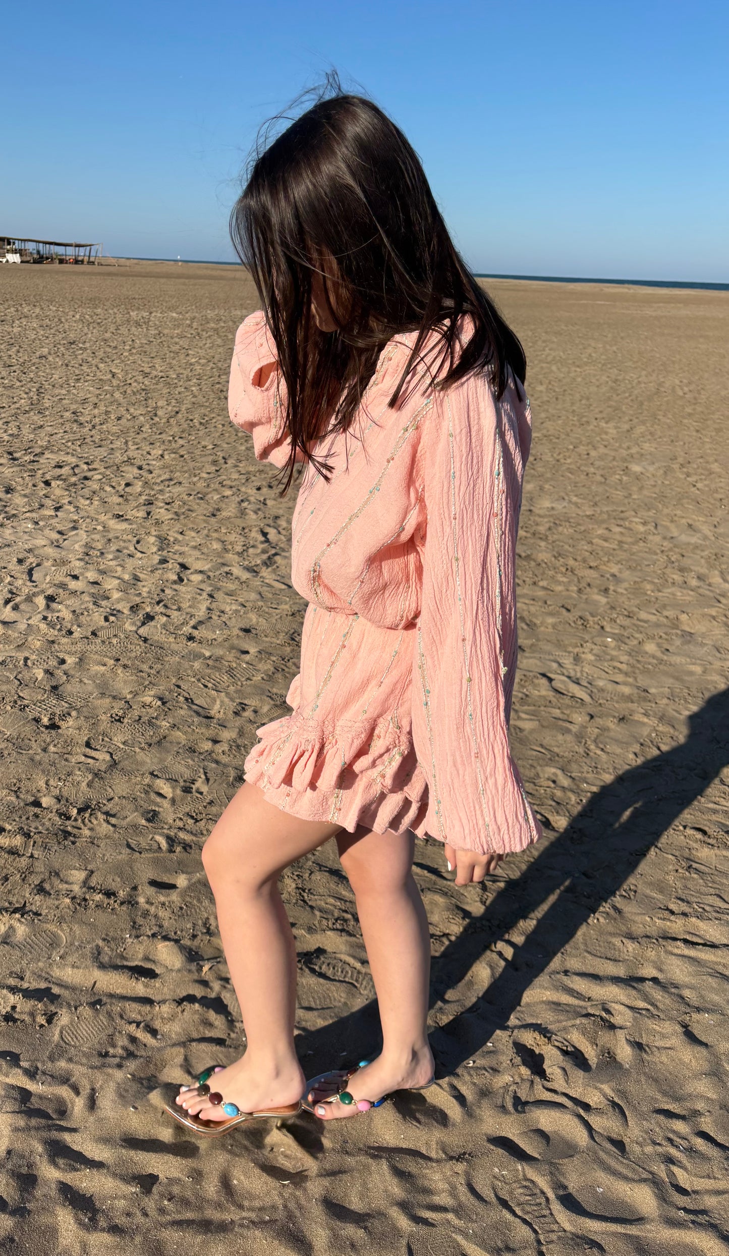 Ensemble avec surpiqûres multicolores - rose (édition limitée)