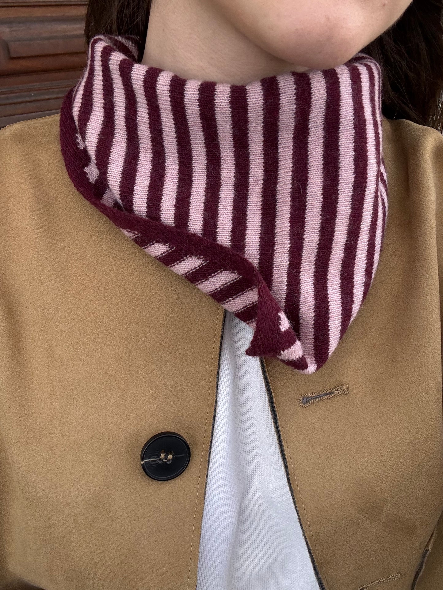 Foulard en cachemire et laine mélangé - Bordeaux et rose