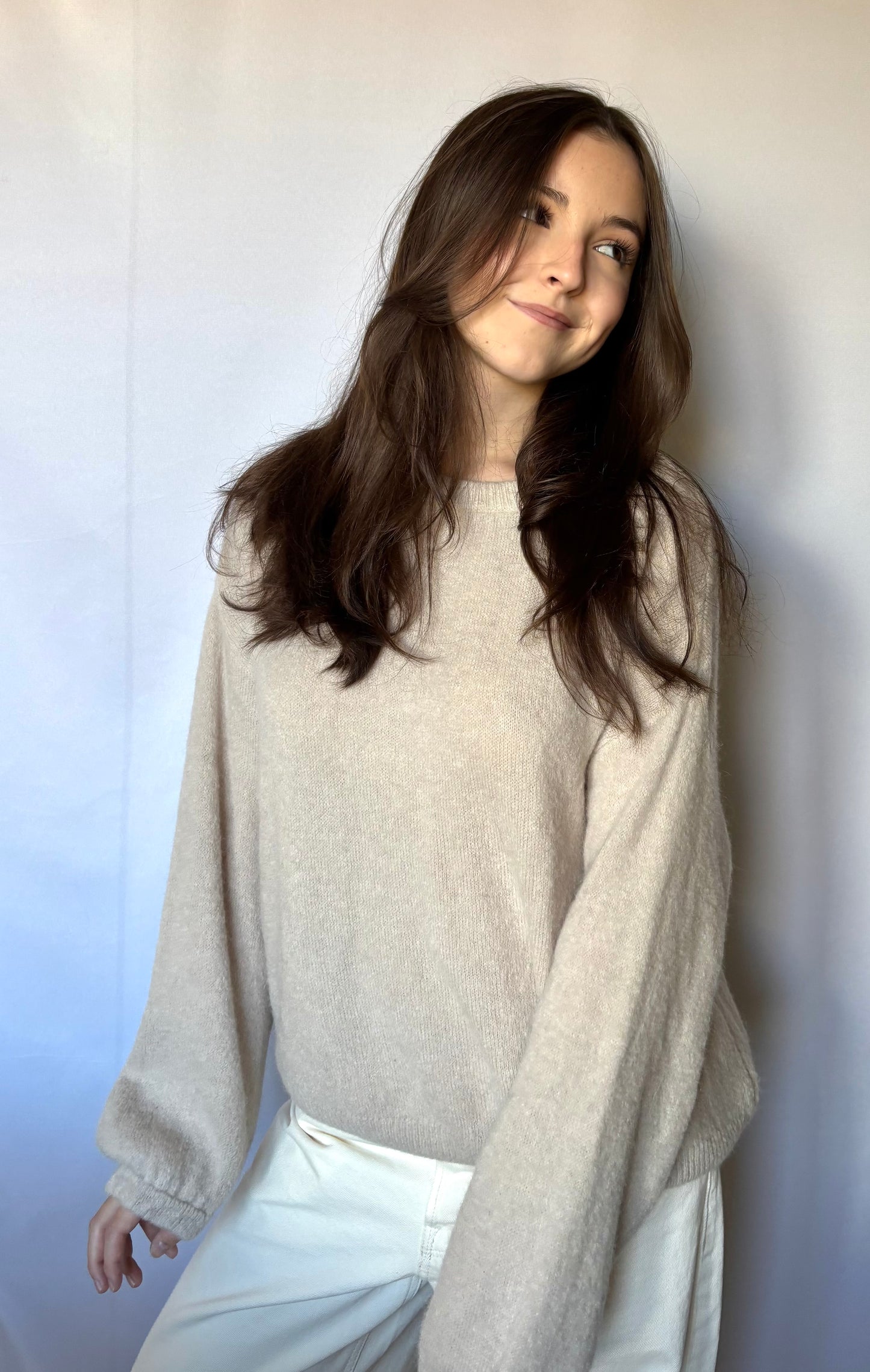 Pull en alpaga et laine mélangé - beige