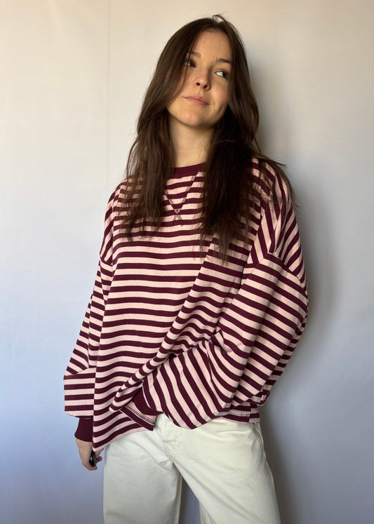 Marinière - bordeaux et rose