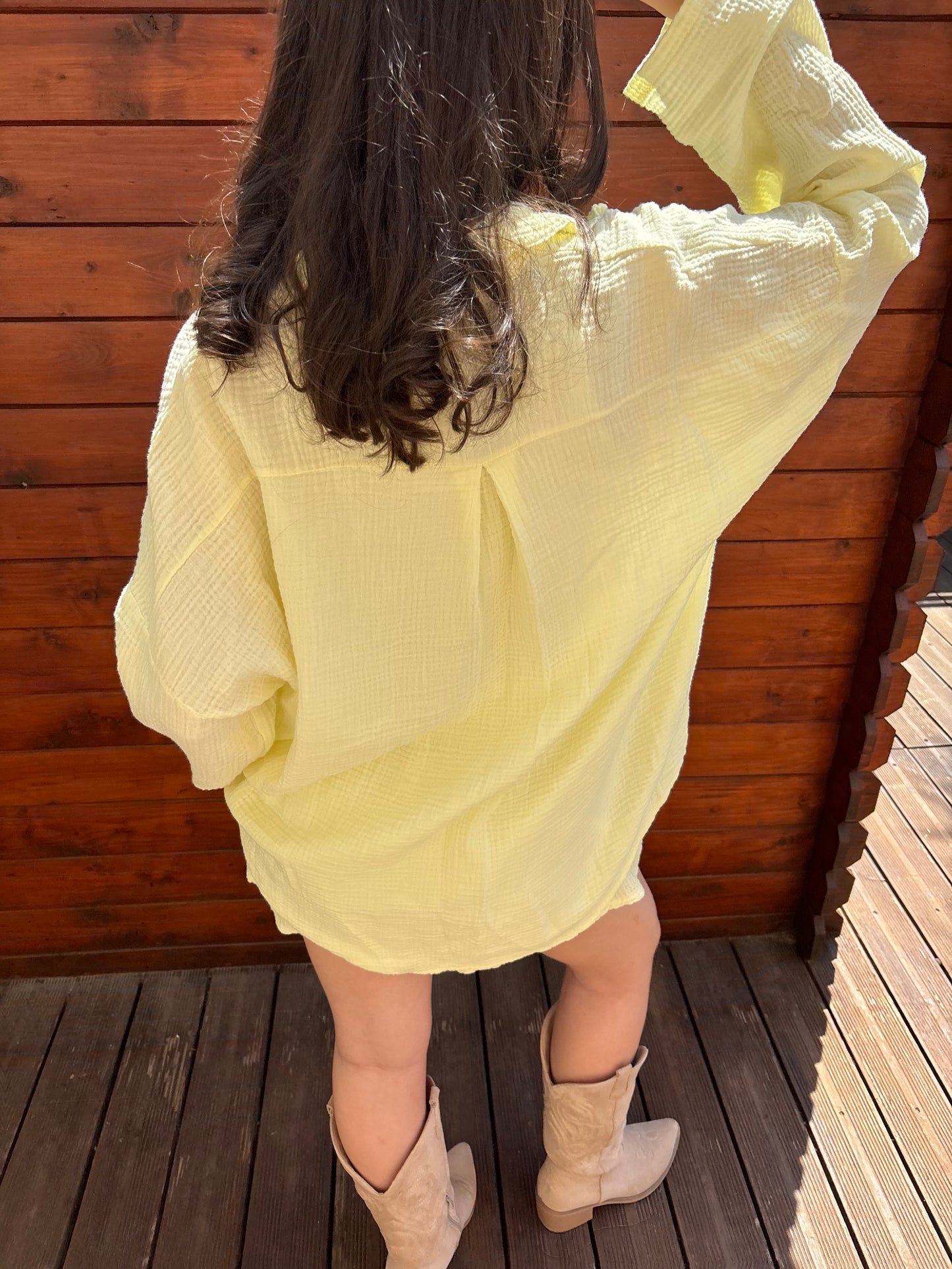 Ensemble chemise et short décontracté - jaune