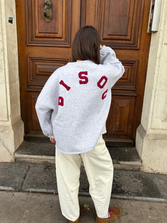 Sweat molletonné « bisou » en coton - gris