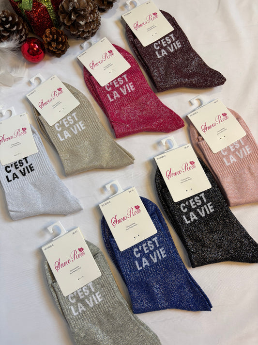Chaussettes à paillettes - C’est la vie