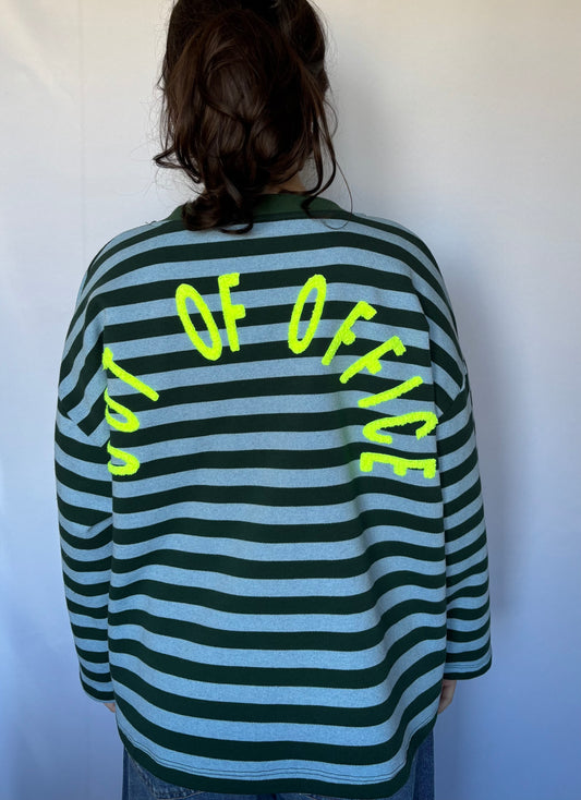 Marinière « Out of office » - Vert et bleu ciel