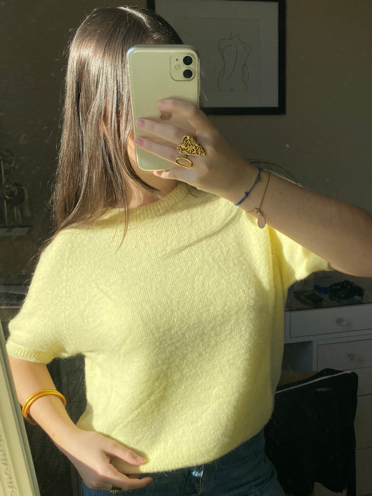 Pull à manches courtes jaune