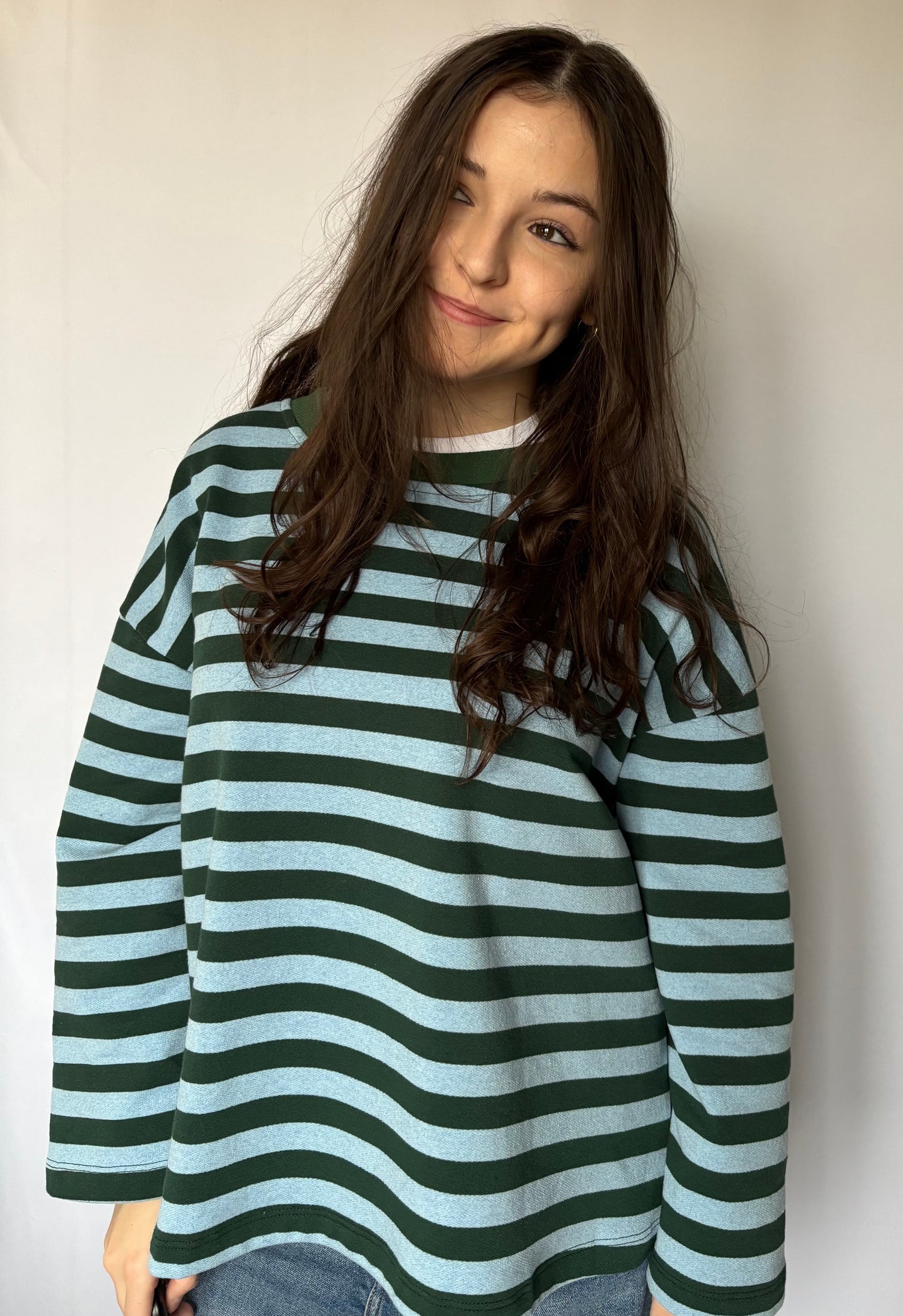 Marinière « Out of office » - Vert et bleu ciel