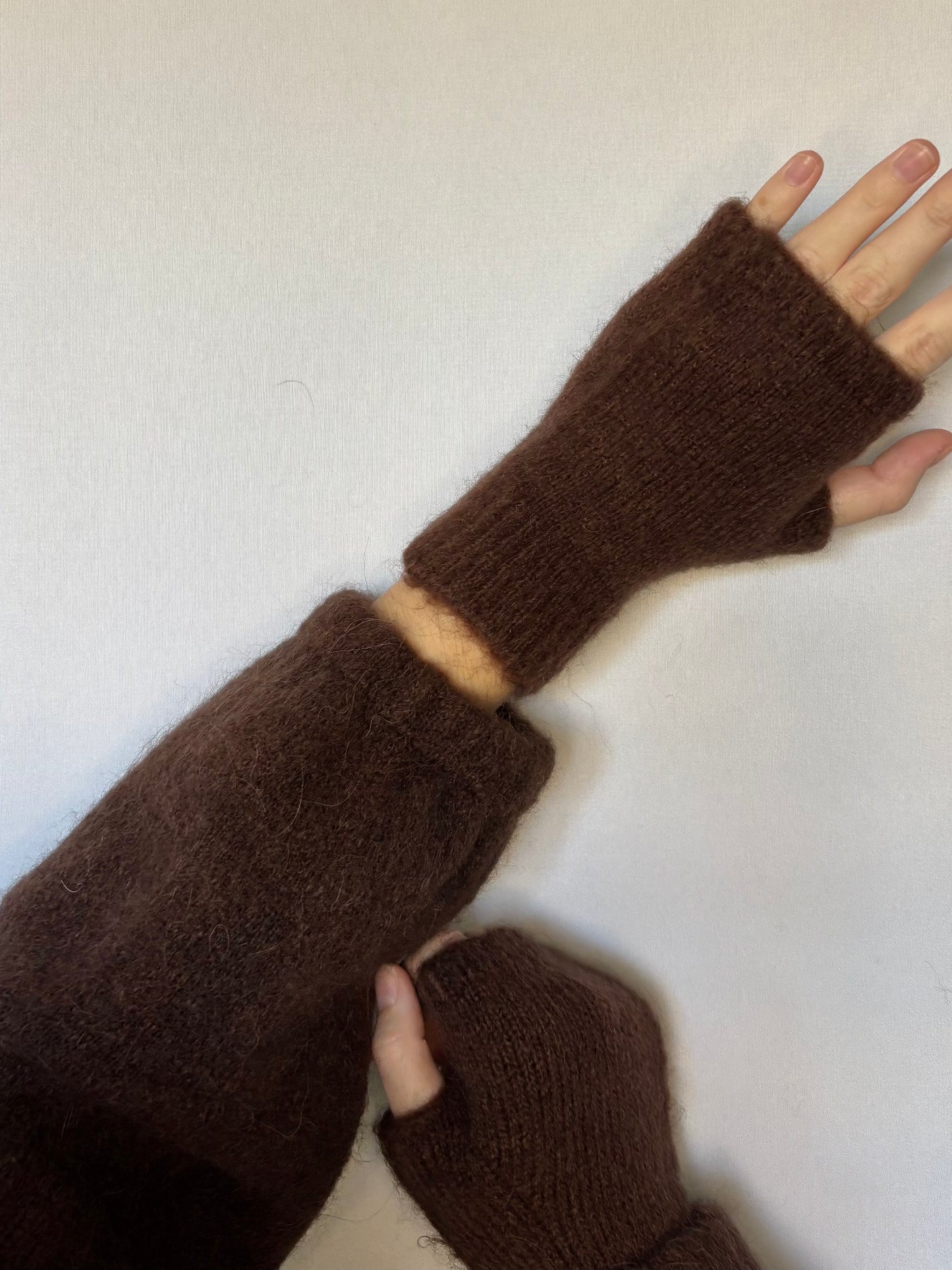 Mitaines en alpaga mélangé - marrons