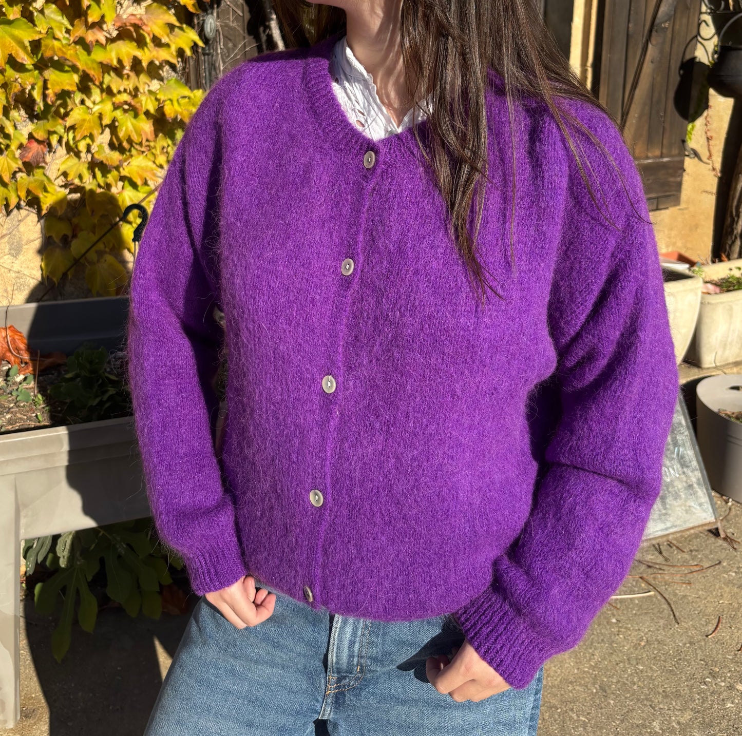 Gilet à col rond - violet