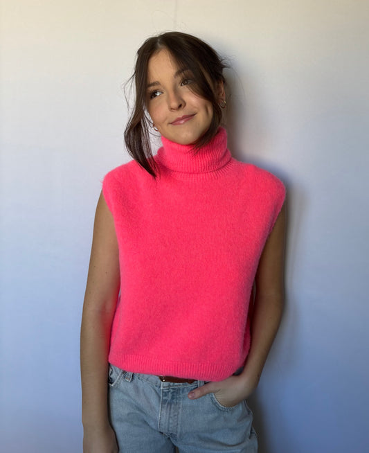 Pull à col roulé - corail