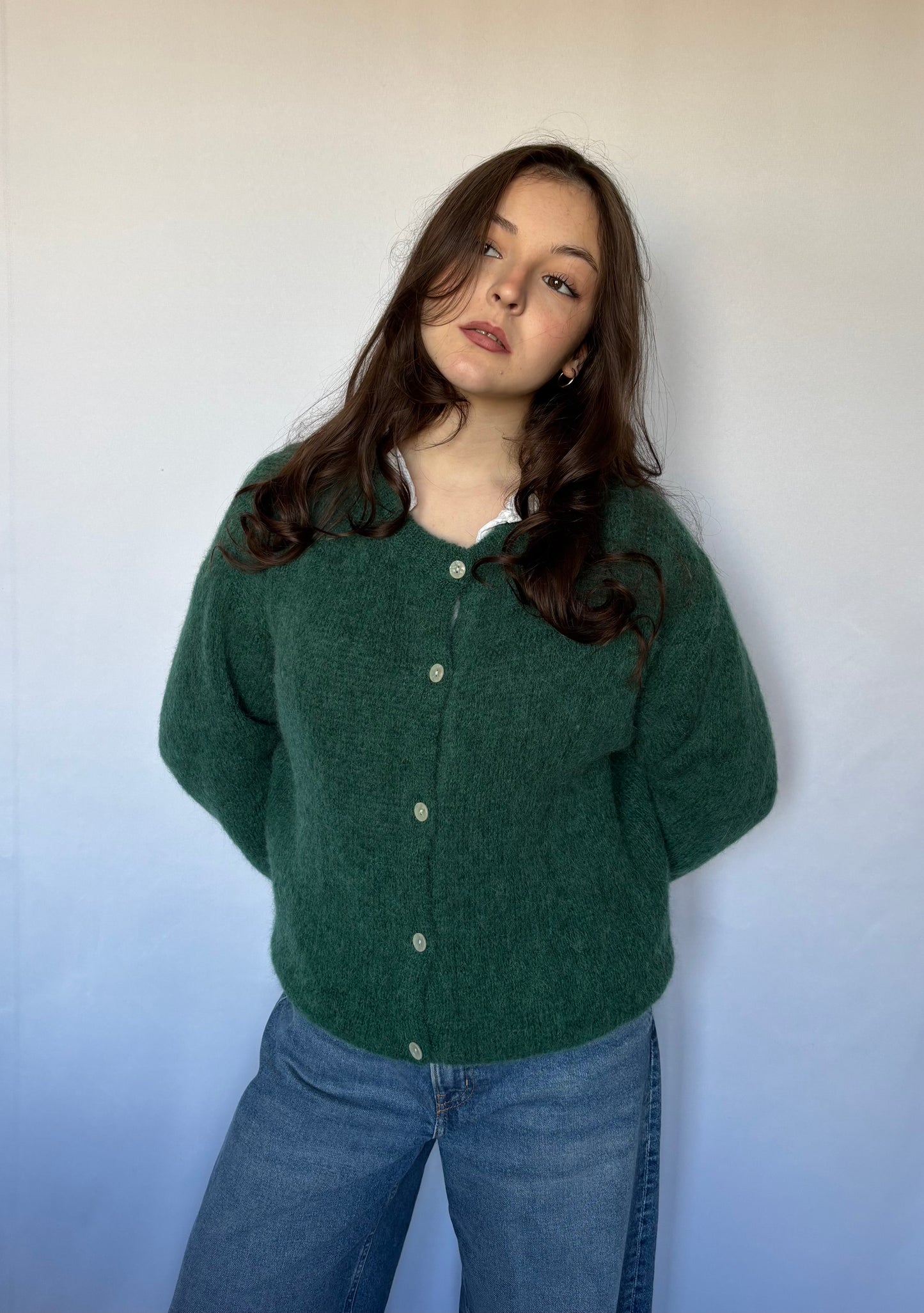 Gilet en alpaga et laine mélangé - vert sapin